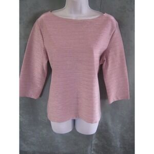 Vue Point by Jordan Top Size XL StretchyTextured Stripe Sparkly Pink Metalllc